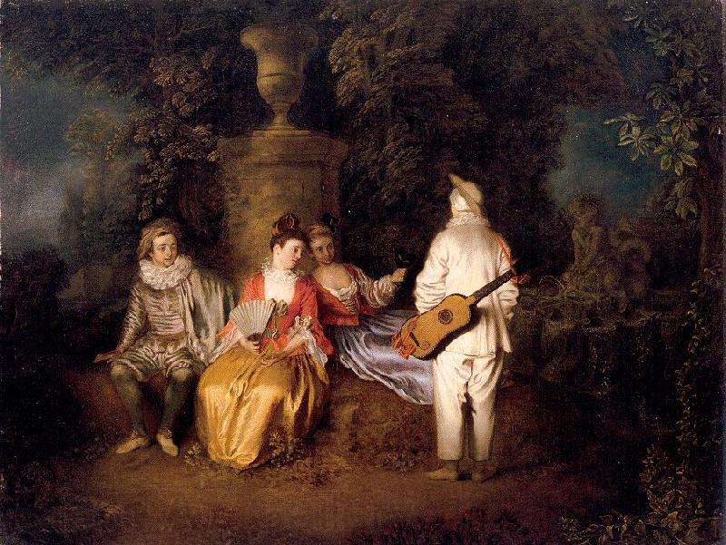 WATTEAU, Antoine Party of Four Norge oil painting art